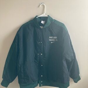 Nike Green Bomber Jacket with Ribbed Collar